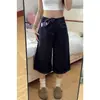 Jeans Anchos Cropped Azul Oscuro para Mujer, Nuevo Estilo Verano, Tallas Grandes, Favorecedores para Figura de Pera, Pantalones Rectos Sueltos