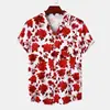 Camisa Havaiana Floral Fina Estampada Lar Moda Casual Camisa Masculina de Manga Curta Camisa Casual com Estampa 3D
