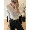Top de punto de manga larga con cuello en V OEM, ropa de otoño para mujer, nuevo 2026 ajustado, top de punto adelgazante, camiseta básica para mujer