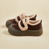 Zapatos Blancos de Terciopelo Invierno 2025 Nuevo Estilo Coreano Estudiantes Mujeres Suela Gruesa para Aumentar Altura Cálidos de Algodón Casual Xfh8278