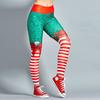Pantalones de Vestir Navideños Europeos y Americanos Vestido Navideño para Mujer Ajustados Ceñidos Deportivos Base Estampada Pantalones de Yoga Transfronterizos