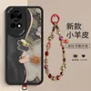 Para Huawei Nova13 Funda de Piel de Cordero Pulsera de Gato de la Fortuna de Cristal Funda de Teléfono con Relieve Cobertura Total Anti-caídas