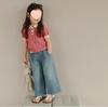 Jeans para Niña Primavera y Verano 2025 Jeans Sueltos con Cintura Elástica Pantalones de Pierna Ancha Pantalones Nuevos para Niños Cabello Transfronterizo