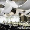 Tecido elástico para teto de casamento, seda de leite, topo de nuvem plana, cortina de gaze, decoração de tecido para teto de casamento e hotel, ar em forma de S