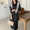 Vestido de renda estilo chic coreano retrô francês com cadarço e cinto