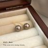Aretes Retro Marrón Moca Perla Dorada Estilo Lujo Ligero Aretes de Perlas de Vidrio de Alta Calidad Aretes Simples de Alta Gama