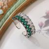 Aogu Anillo Abierto Geométrico de Lujo Accesible a la Moda, Chapado en Cobre con Oro de 18K y Circonita Completa, Niche para Mujer, Anillo Retro de Alta Gama
