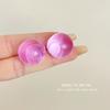 Pendientes de cuentas redondas rosas para mujer, diseño de nicho coreano, sencillos, con orejas únicas, azules y blancas.