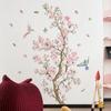 MS2474-78 Adhesivo de Pared Árbol de Durazno Rosa Pájaro Mariposa Jaula Decorativo Sala de Estar Dormitorio Fondo Autoadhesivo Adhesivo de Pared de PVC