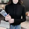 Moderna Blusa Top Base para Mujer de Madera con Borde en la Oreja Ajustada Hermosa Se Puede Usar por Fuera Ropa de Temperamento para Mujer para Salir Salida de Primavera