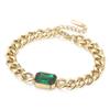 Rueda de cartas nueva cadena cubana de acero de titanio metal vintage chapado en 18K recubrimiento al vacío cristal de cuarzo pulido pulsera femenina de nicho