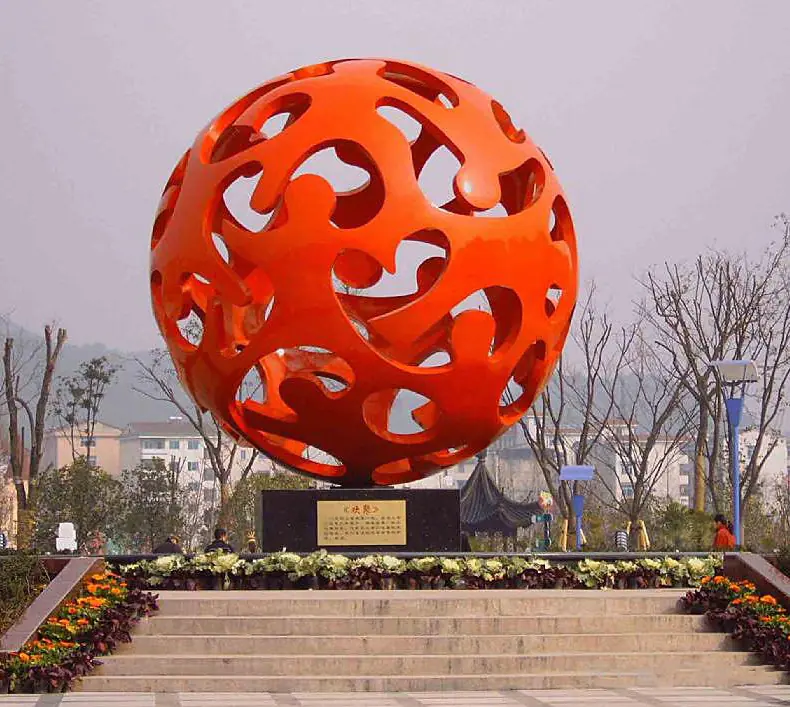 广场不锈钢镂空球 城市摆件