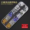 60 Tipos de Decoraciones para Uñas, Caja Larga de Tiras con Remaches Deslumbrantes de Forma Irregular, Accesorios para Uñas de Aleación Marquise con Perlas al por Mayor