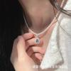 Colar de pérolas de água doce para bebê com pingente de água-marinha, círculo quase perfeito, pérola aurora impecável, corrente para clavícula