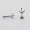 Soporte de acero inoxidable para clavos de labios, de cuatro garras, con circonitas redondas, para perforación transfronteriza, accesorios de joyería, taladro de garra con rosca interna, soporte de aire