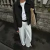 Ropa de Trabajo Casual Transfronteriza Europea y Americana Chaqueta de Manga Larga de Color Puro con Botones para Mujer Otoño e Invierno 2025 Top Versátil Retro