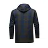 Cardigan Masculino Outono/Inverno Transfronteiriço Moletom com Capuz Lã Xadrez Color-Blocking Ajuste Slim Jaqueta de Manga Longa Roupas Masculinas