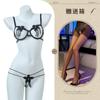 Lencería sexy sexy de tres puntos con soporte de acero push up sujetador ropa interior abierta conjunto de dos piezas de tres puntos divididos flor soluble en agua 243