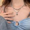Collar de Zirconia Estrella de Cuatro Puntas Azul de Doble Capa para Mujer Verano ins Nicho Diseño Accesorios Moda Elegante Cadena Clavicular