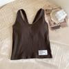 Nova Camisola Esportiva Estilo Coreano de Primavera com Costas Bonitas, Bojo Integrado, Roupa de Base para Usar por Dentro ou por Fora, Roupa Íntima Sem Mangas