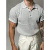Nueva camisa de punto de manga corta de verano para hombre, camisa polo de punto hueco tipo panal con cuello de camisa, camiseta de negocios, venta al por mayor transfronteriza