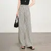 Pantalones de pierna ancha estrechos a rayas Estilo Verano 2026 Pantalones de pierna recta ajustados con caída Pantalones casuales largos de cintura alta adelgazantes