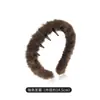 Outono e Inverno Crânio Alto Pelúcia Estampa de Leopardo Faixa de Cabelo Feminina Lavagem de Rosto e Fixador de Cabelo 2025 Nova Faixa de Cabelo Antiderrapante Dentada Ondulada Acessório de Cabeça
