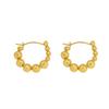 Marca estilo francés tamaño popular aretes geométricos de costura de cuentas redondas aretes acero titanio chapado oro 18K aretes F532