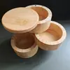 Pote de Sal de Bambu Mais Vendido na Amazon Transfronteiriço Garrafa de Condimento para Cozinha Suprimentos de Cozinha Caixa Redonda de Condimento de Bambu