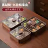 Caja de Frutas Secas de Nogal Negro con Tapa para Sala de Estar, Bandeja de Snacks, Dulcero, Caja de Snacks de Nueve Compartimentos, Bandeja de Frutas