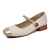 Sapatos Mary Jane de Lantejoulas Franceses para Mulheres 2025 Nova Cor de Primavera Combinando Sapatos Elegantes de Noite Delicados Rasteirinhas Rasteirinhas
