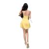 Estilo Francês Estilo Férias na Beira-Mar Amarelo Puro Sexy Sem Alças Vestido Tubinho Design de Verão Feminino Curto Vazado