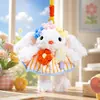 Novo chaveiro pingente vestido de princesa de pelúcia coelho de orelhas compridas boneca Lolita fofa desenho animado decoração de bolsa de menina