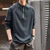 Camiseta de Manga Larga para Hombre Serie Montaña Feroz para Ciclismo y Senderismo al Aire Libre, Marca de Moda Otoñal Ins Camisa Deportiva de Medio Zip de Secado Rápido