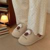 Zapatos de Casa Suaves con Suela Blanda y Peludos Baotou Cálidos para Estudiantes Otoño e Invierno Ins Nuevo Retro Color Contrastante Zapatillas de Algodón de Hongo Pequeño