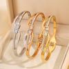 Pulsera para Mujer, Superventas Transfronteriza, Pulsera Abierta Incrustada con Diamantes Cuadrados, Diseño Personalizado, Números Romanos, Pulsera que No se Desvanece