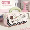 Estuche Portátil Grande de Cachorro Lindo a Cuadros con Múltiples Capas para Almacenamiento, Caja de Papelería de Alto Valor para Niñas