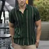 Camisa de manga curta transfronteiriça para homens, roupas de verão masculinas listradas europeias e americanas, novo modelo da Amazon