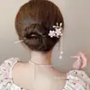 Exquisita Horquilla Antigua con Borla de Flor Simple Moderna Disco Agitador de Cabello Horquilla de Sentido de Alta Gama Horquilla para el Cabello de Mujer Cheongsam Hanfu