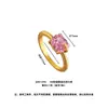 Anel de Ouro Vintage Designer Único Gatinho Kt Fofo com Diamante Grande Brilhante, Anel Fechado de Luxo Leve para Dedo Indicador, Atacado para Mulheres