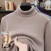 Suéter Masculino de Lã Fina Gola Alta 2026 Outono Inverno Novo Estilo Malha 14 500g Espessado Quente Camada Base Suéter Masculino