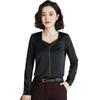 Camisa branca feminina primavera manga longa moda coreana ol estilo estrangeiro gola V camisa de chiffon acetinado profissional feminina uma geração de cabelo