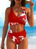 2026 Novo Conjunto de Biquíni Sexy com Estampa de Flores Tropicais Europeia e Americana Transfronteiriço Roupa de Banho Casual para Férias Feminino
