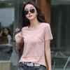Camiseta de algodón de verano 2024 directa de fábrica para mujer, manga corta, versión coreana de camiseta holgada de cuello redondo al por mayor, ropa de mujer de talla grande