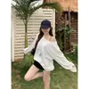 Camiseta Feminina Manga Longa Assimétrica com Renda e Estilo Preguiçoso Mr [Tecido Original], Top Casual Solto para Primavera e Outono