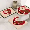 Capacho Decorativo de Natal, Tapete de Chão para Banheiro, Tapete de Pé para Vaso Sanitário em Forma de U, Tapete Antiderrapante, Conjunto de Três Peças, Tapete Absorvente de Flanela