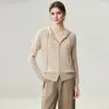 Cardigã de Cashmere Torcido Feminino 26 Outono Inverno Novo Zíper Duplo Camada Base Solto Estilo Preguiçoso Casual Jaqueta com Capuz