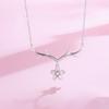 Collar de Astas para Mujer Estilo Coreano Simple Elegante Colgante de Flor de Cerezo Cadena para Clavícula Cadena Cibernética Celebritud Diseño de Nicho
