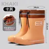 Sapatos de água da moda galochas botas curtas com cadarço impermeáveis femininas de cano médio antiderrapantes resistentes ao desgaste sapatos de borracha para cozinha galochas femininas quentes