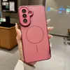 Funda para teléfono Samsung S26Ultra aplicable transfronteriza con textura similar a la piel, bloqueo de color, atracción magnética y película para lente, funda dura S25 anticaídas A57